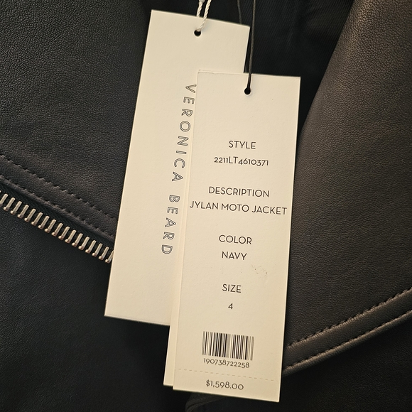 Veronica Beard Navy Leather Jacket - Picture 6 of 13
